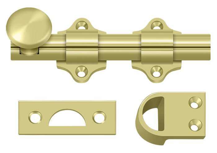 Deltana DDB425U3 4" Dutch Door Bolt; Heavy Duty; Bright Brass Finish