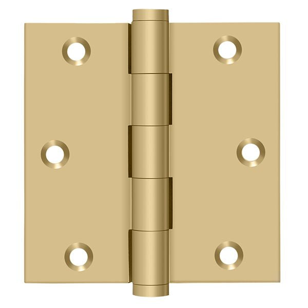 Deltana DSB354 3-1/2" x 3-1/2" Square Hinge; Satin Brass Finish