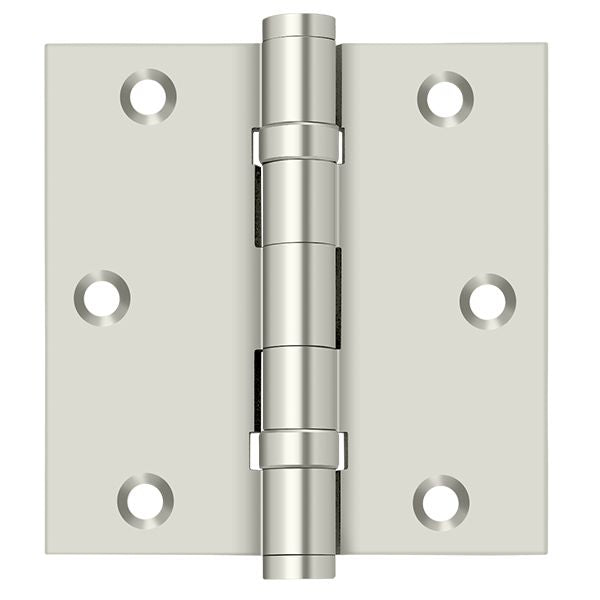 Deltana DSB35B14 3-1/2" x 3-1/2" Square Hinge; Ball Bearings; Bright Nickel Finish