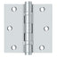 Deltana DSB35B26 3-1/2" x 3-1/2" Square Hinge; Ball Bearings; Bright Chrome Finish