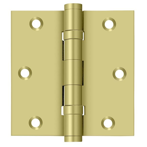 Deltana DSB35B3 3-1/2" x 3-1/2" Square Hinge; Ball Bearings; Bright Brass Finish