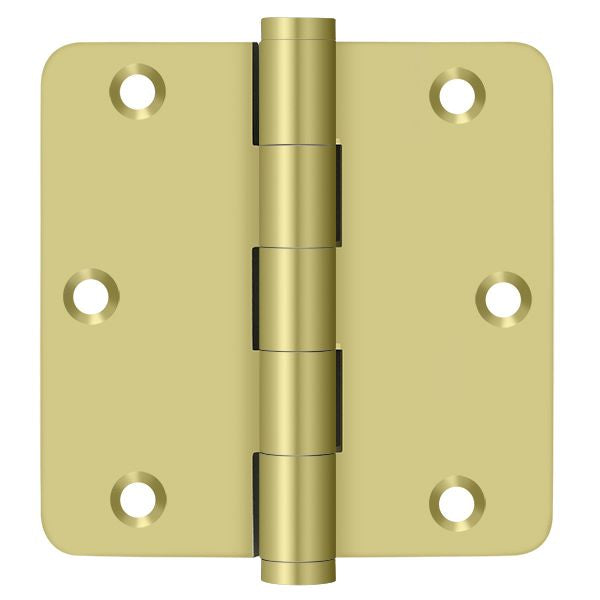Deltana DSB35R43 3-1/2" x 3-1/2" x 1/4" Radius Hinge; Bright Brass Finish