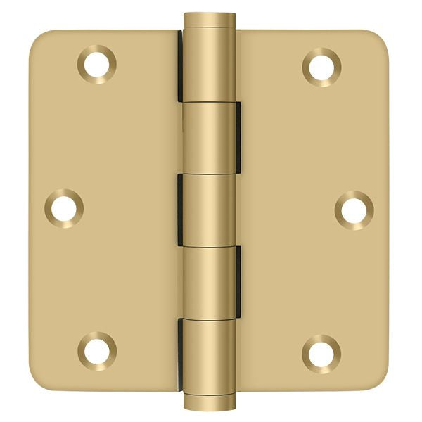 Deltana DSB35R44 3-1/2" x 3-1/2" x 1/4" Radius Hinge; Satin Brass Finish