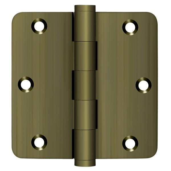 Deltana DSB35R45 3-1/2" x 3-1/2" x 1/4" Radius Hinge; Antique Brass Finish