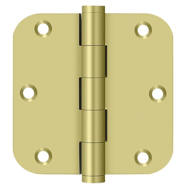 Deltana DSB35R53-R 3-1/2" x 3-1/2" x 5/8" Radius Hinge; Residential; Bright Brass Finish