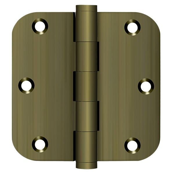 Deltana DSB35R55 3-1/2" x 3-1/2" x 5/8" Radius Hinge; Antique Brass Finish