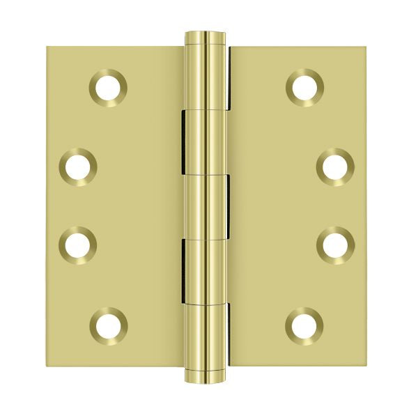 Deltana DSB43 4" x 4" Square Hinge; Bright Brass Finish