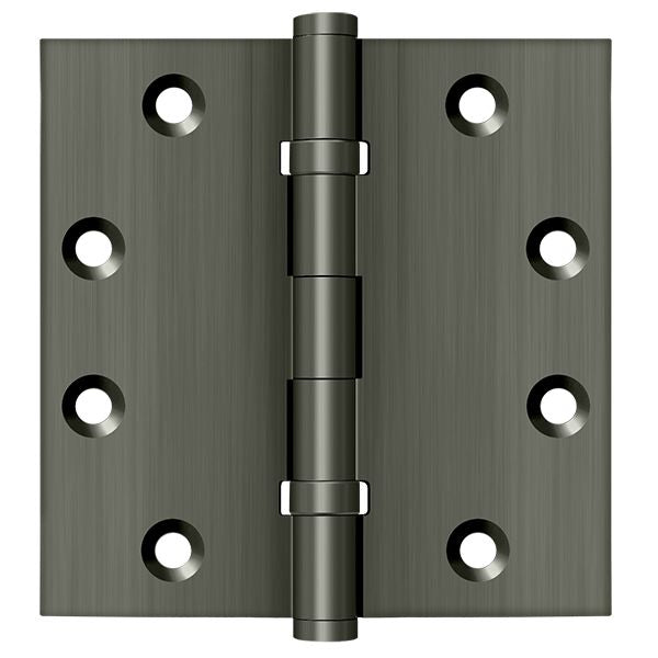 Deltana DSB45B15A 4-1/2" x 4-1/2" Square Hinge; Ball Bearings; Antique Nickel Finish