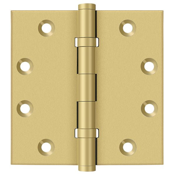 Deltana DSB45B4 4-1/2" x 4-1/2" Square Hinge; Ball Bearings; Satin Brass Finish