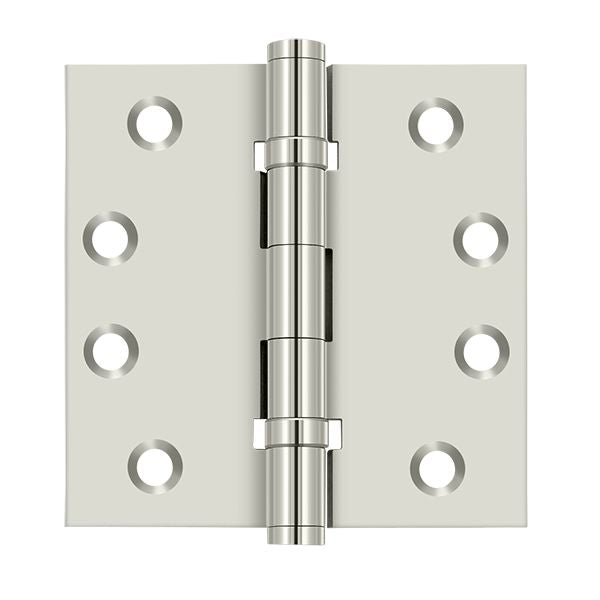 Deltana DSB4B14 4" x 4" Square Hinge; Ball Bearings; Bright Nickel Finish