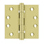 Deltana DSB4B3 4" x 4" Square Hinge; Ball Bearings; Bright Brass Finish