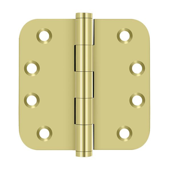 Deltana DSB4R53 4" x 4" x 5/8" Radius Hinge; Bright Brass Finish