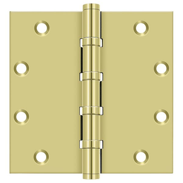 Deltana DSB55B3 5" x 5" Square Ball Bearing Hinge; Bright Brass Finish