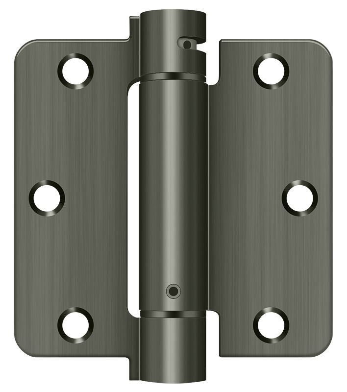 Deltana DSH35R415A 3-1/2" x 3-1/2" x 1/4" Spring Hinge; Antique Nickel Finish