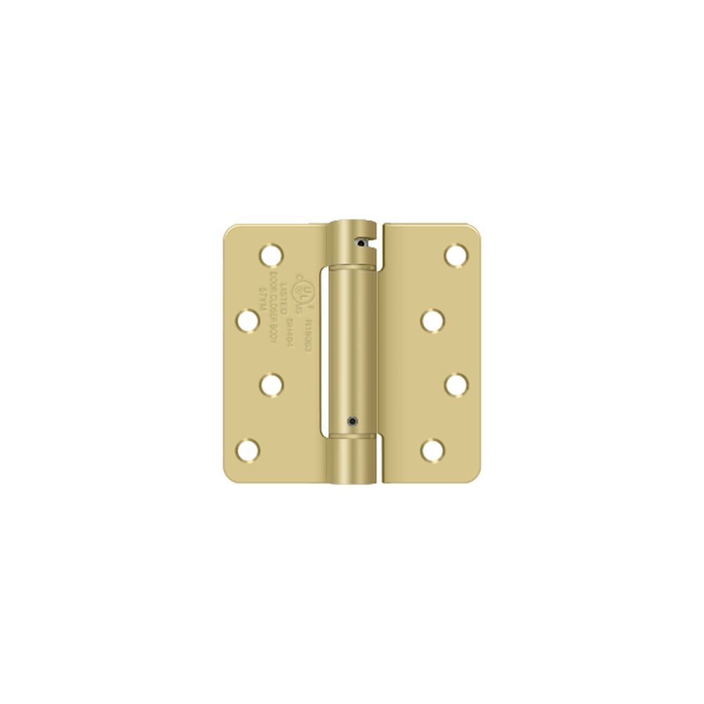 Deltana DSH4R43/4 4" x 4" x 1/4" Spring Hinge; Satin Brass Finish