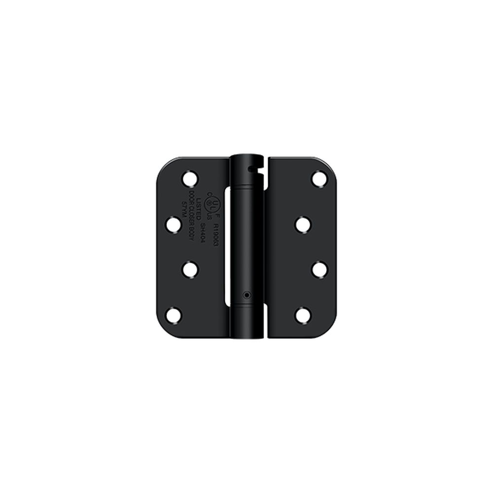 Deltana DSH4R51B 4" x 4" 5/8" Radius Spring Hinge; Flat Black Finish
