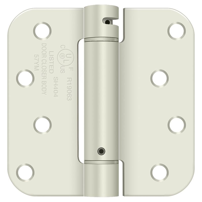 Deltana DSH4R5USPW 4" x 4" 5/8" Radius Spring Hinge; Prime Coat Finish