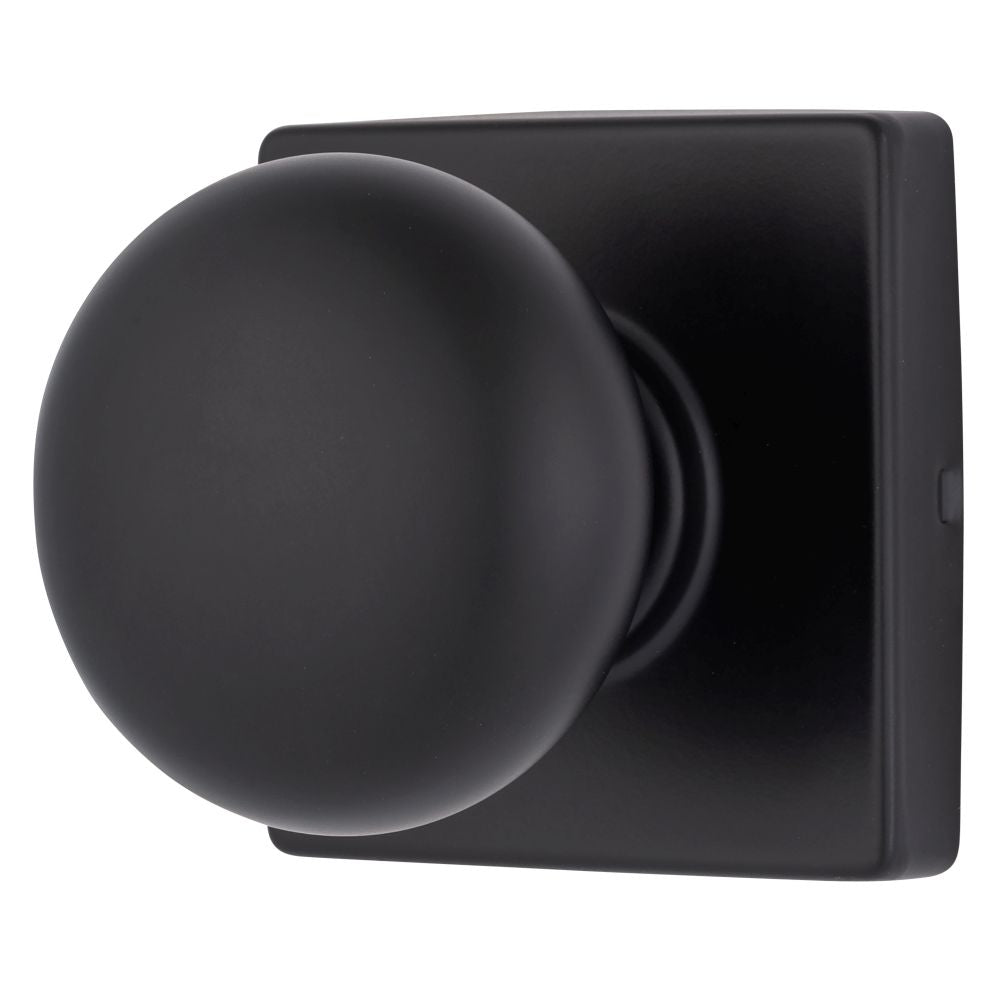 Brinks E2426122 Mendocino Series Passage Contemporary Ball Knob and Square Rose with 4 Way Adjustable Latch and Round Corner Full Lip Strike Matte Black Finish