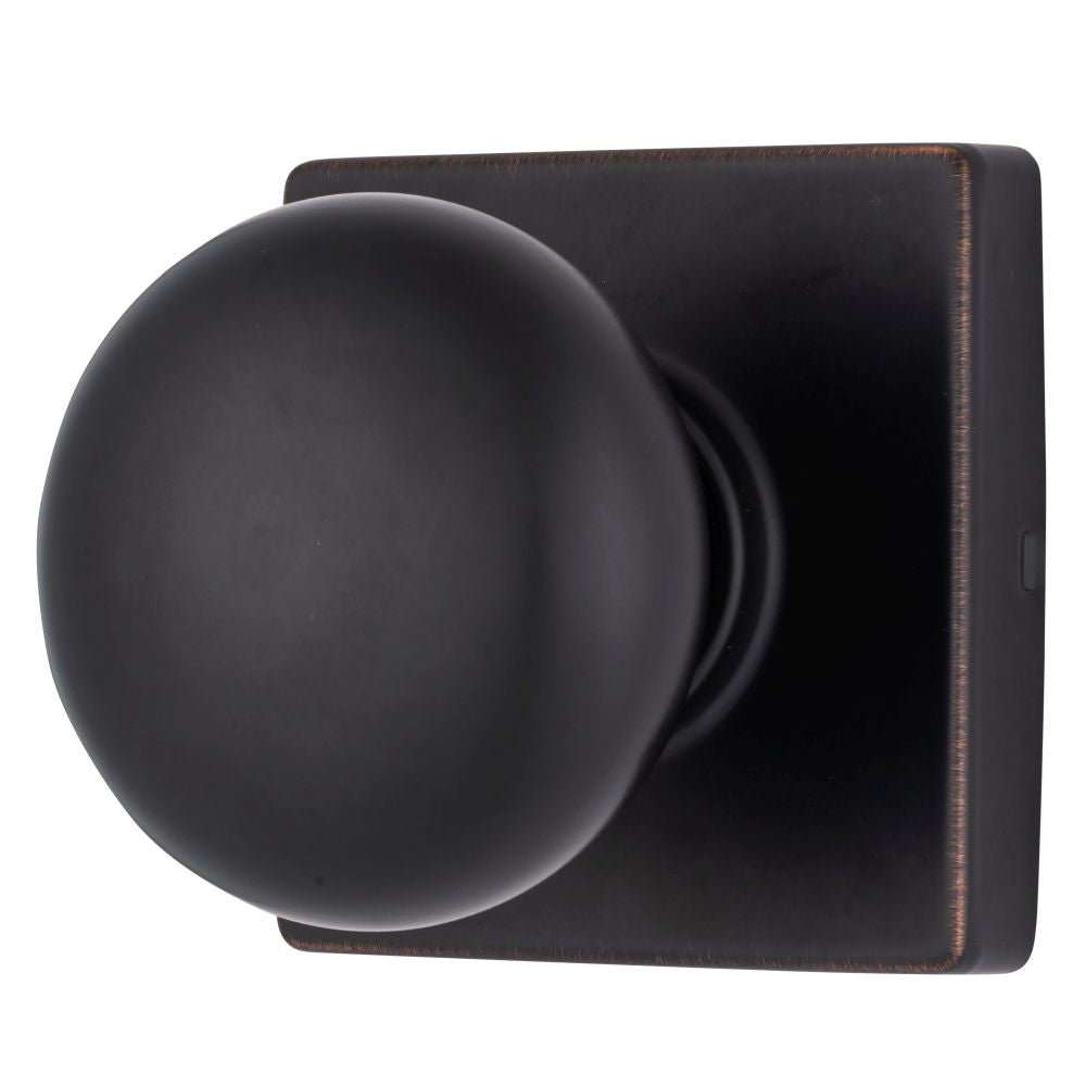 Brinks E2426150 Mendocino Series Passage Contemporary Ball Knob and Square Rose with 4 Way Adjustable Latch and Round Corner Full Lip Strike Tuscan Bronze Finish