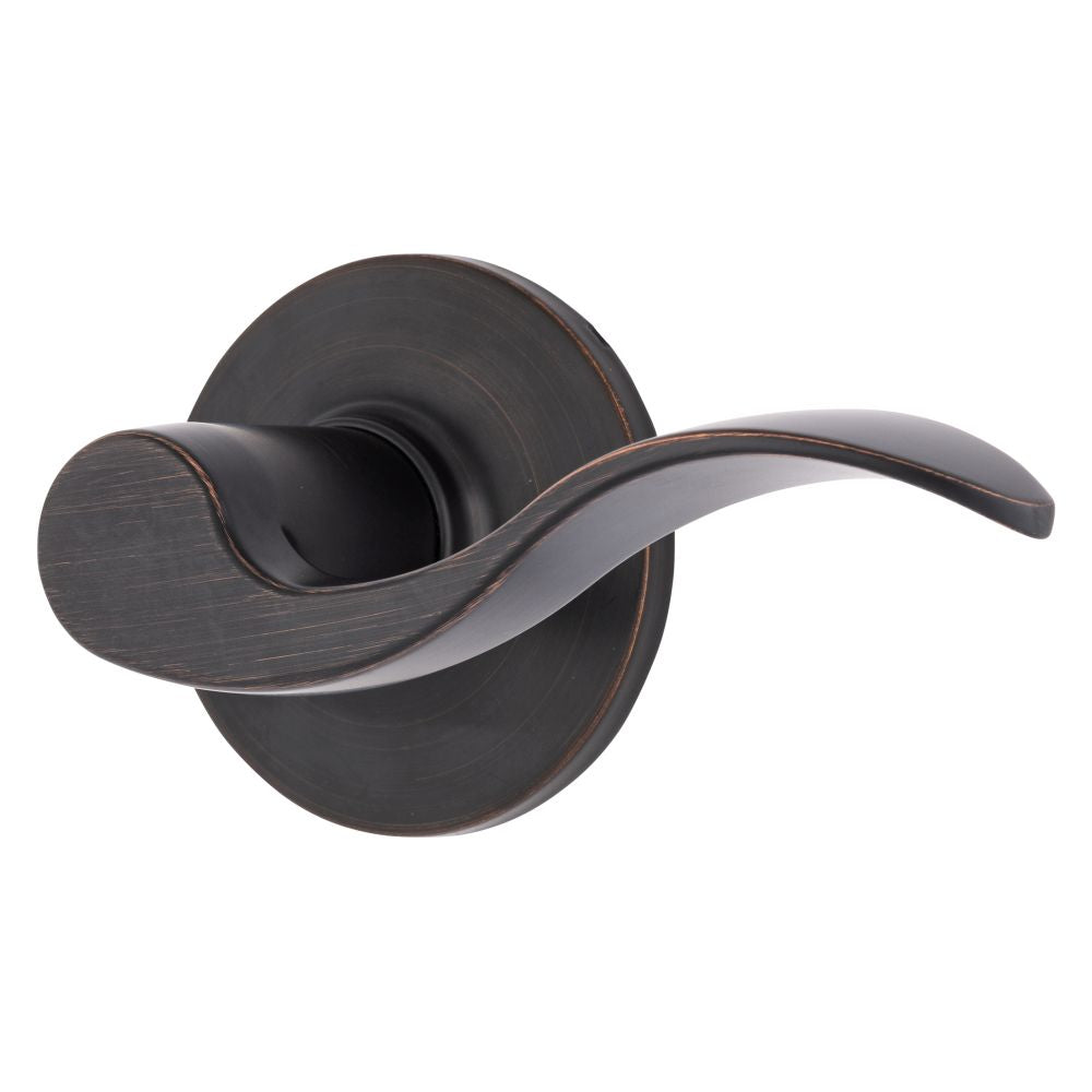 Brinks E2428150 Raleigh Series Passage Transitional Wave Lever and Round Rose with 4 Way Adjustable Latch and Round Corner Full Lip Strike Tuscan Bronze Finish