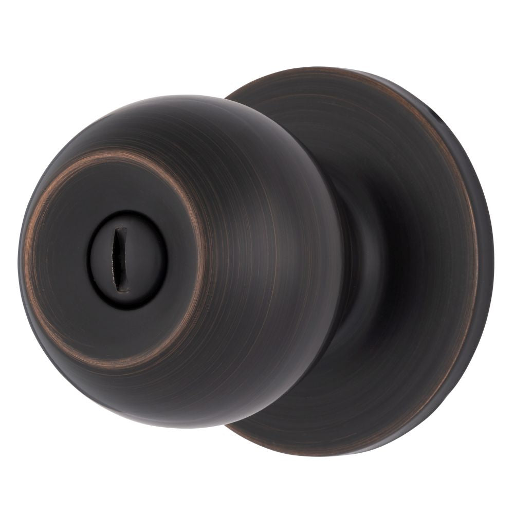 Brinks E2435150 Raleigh Series Privacy Transitional Ball Knob and Round Rose with 4 Way Adjustable Latch and Round Corner Full Lip Strike Tuscan Bronze Finish