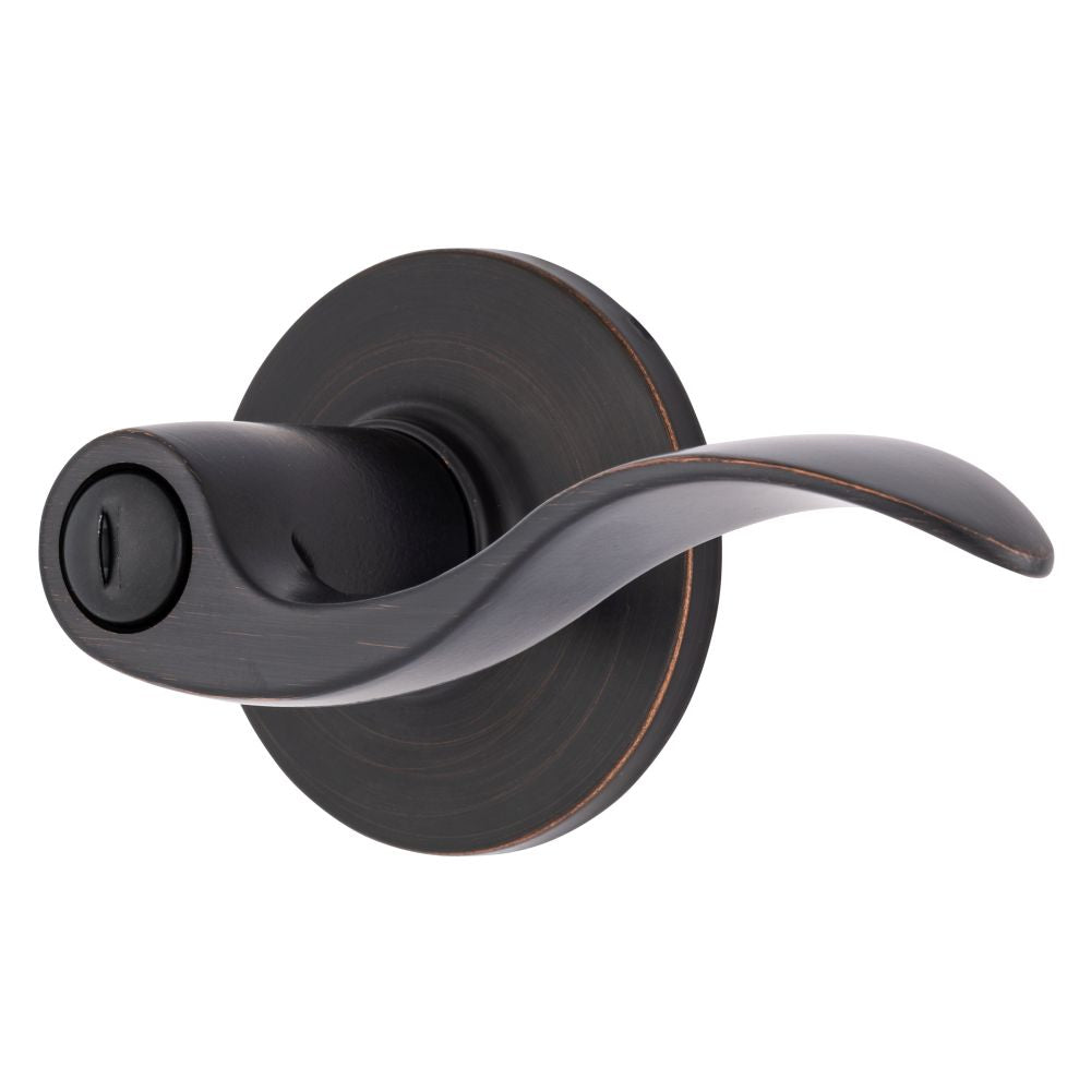 Brinks E2438150 Raleigh Series Privacy Transitional Wave Lever and Round Rose with 4 Way Adjustable Latch and Round Corner Full Lip Strike Tuscan Bronze Finish