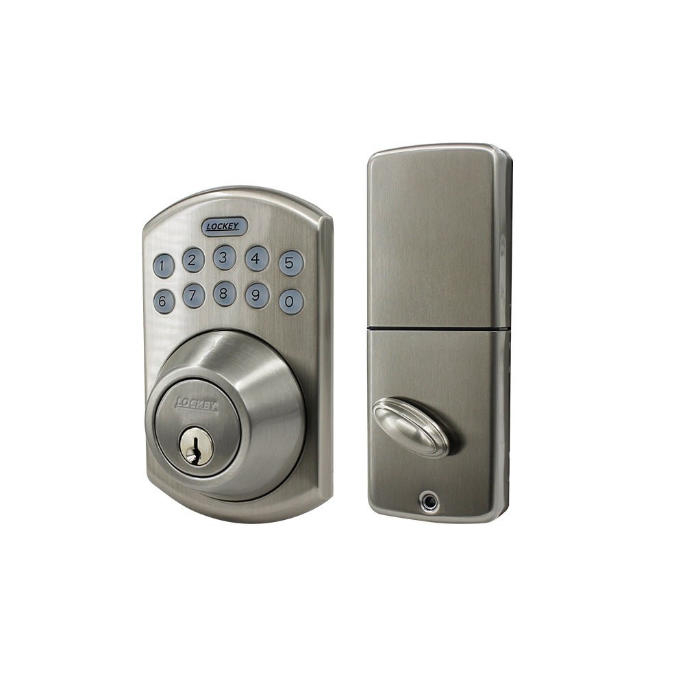 Lockey E915SN Electronic Keypad Deadbolt with Remote Control Satin Nickel Finish
