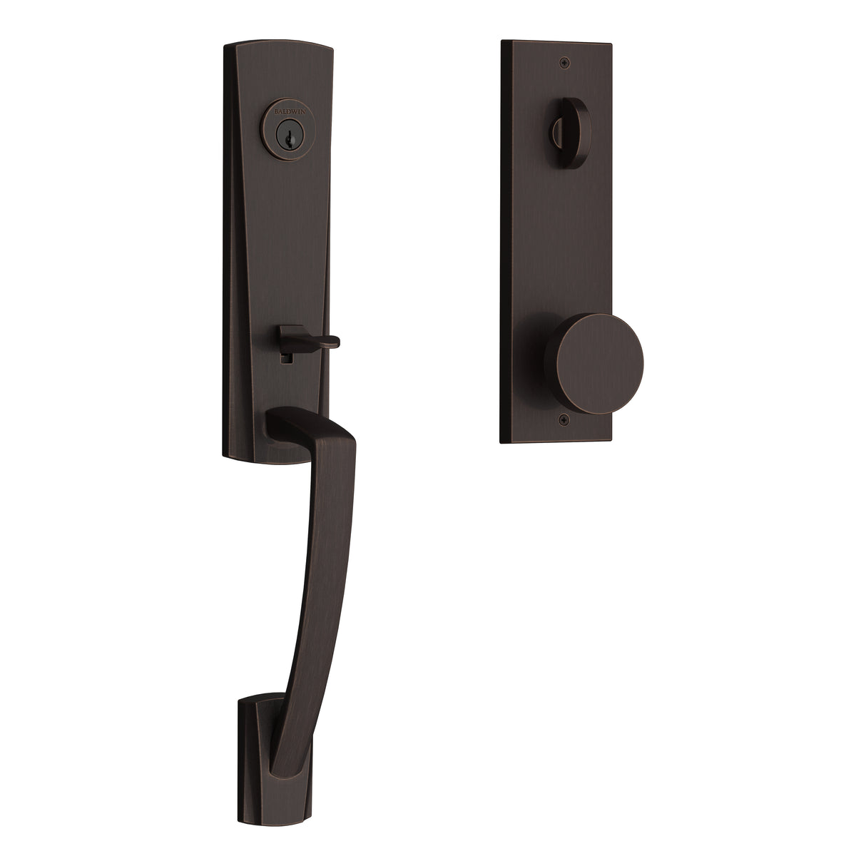 Baldwin Reserve EEMIAXCONCQE112 Emergency Egress Miami Handleset with Contemporary Knob and Contemporary Square Escutcheon with 6AL Latch and Dual Strike Venetian Bronze Finish