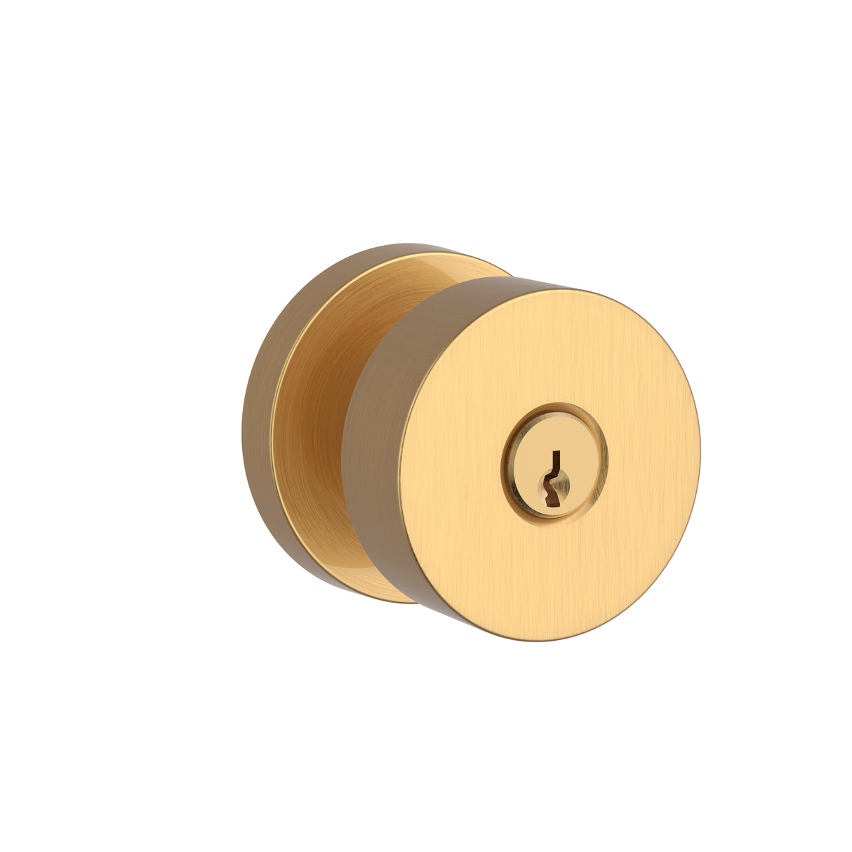 Baldwin Reserve ENCONCRR044 Entry Contemporary Knob and Contemporary Round Rose with 6AL Latch and Dual Strike Lifetime Satin Brass Finish