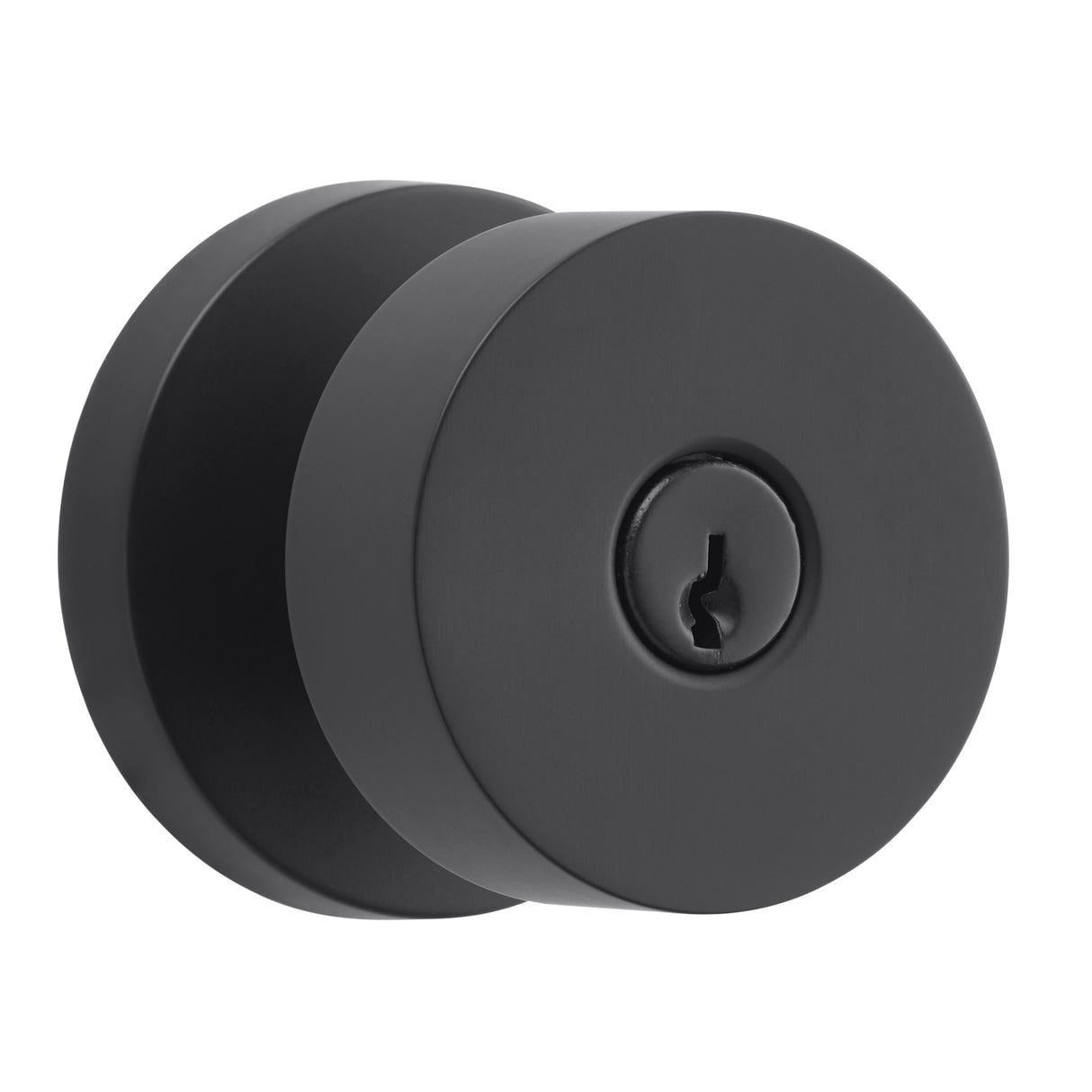 Baldwin Reserve ENCONCRR190 Entry Contemporary Knob and Contemporary Round Rose with 6AL Latch and Dual Strike Satin Black Finish