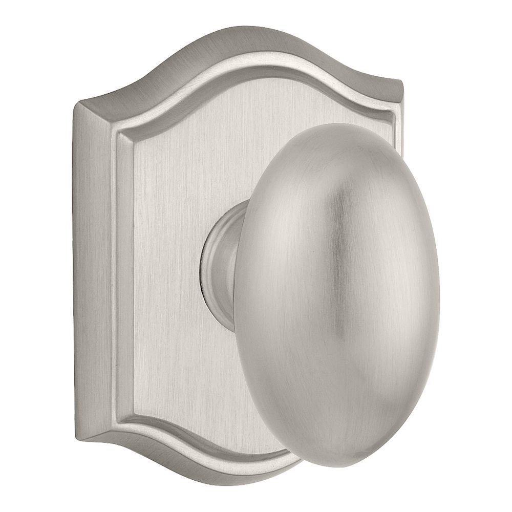 Baldwin Reserve ENELLTAR150 Entry Ellipse Knob and Traditional Arch Rose with 6AL Latch and Dual Strike Satin Nickel Finish