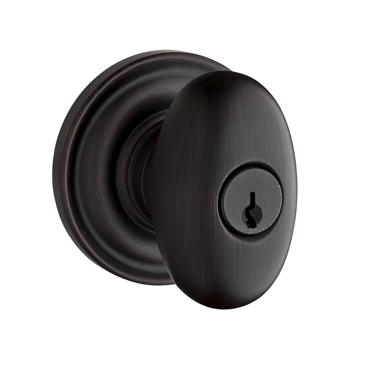 Baldwin Reserve ENELLTRR112 Entry Ellipse Knob and Traditional Round Rose with 6AL Latch and Dual Strike Venetian Bronze Finish