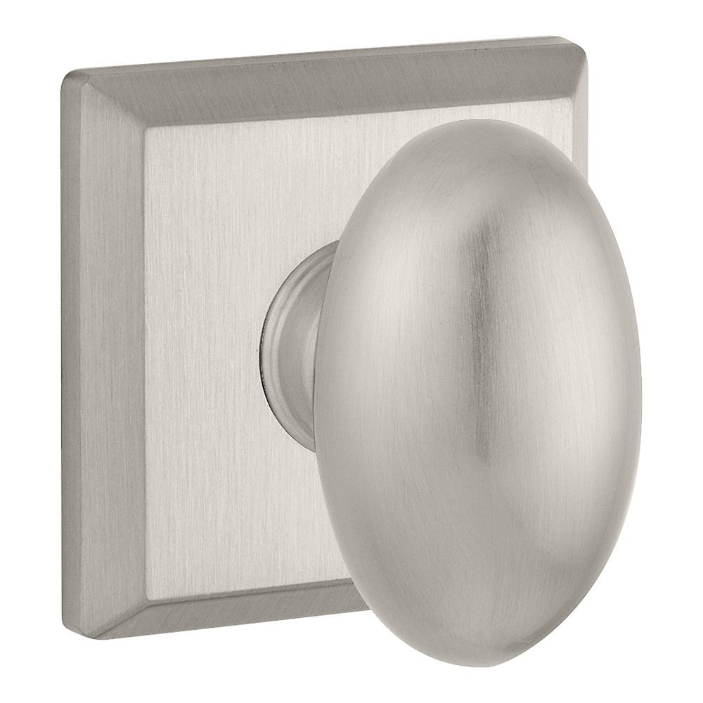 Baldwin Reserve ENELLTSR150 Entry Ellipse Knob and Traditional Square Rose with 6AL Latch and Dual Strike Satin Nickel Finish