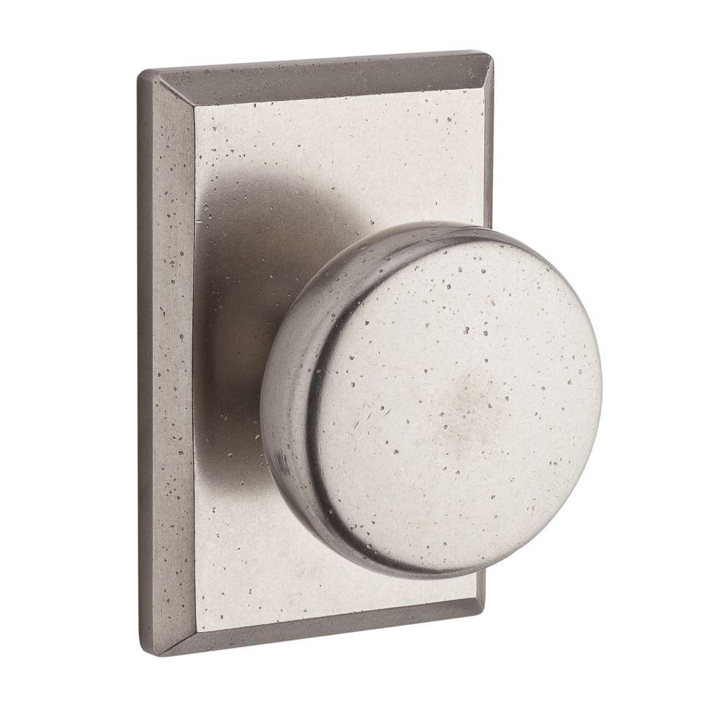 Baldwin Reserve ENRUSRSR492 Entry Rustic Knob and Rustic Square Rose with 6AL Latch and Dual Strike White Bronze Finish