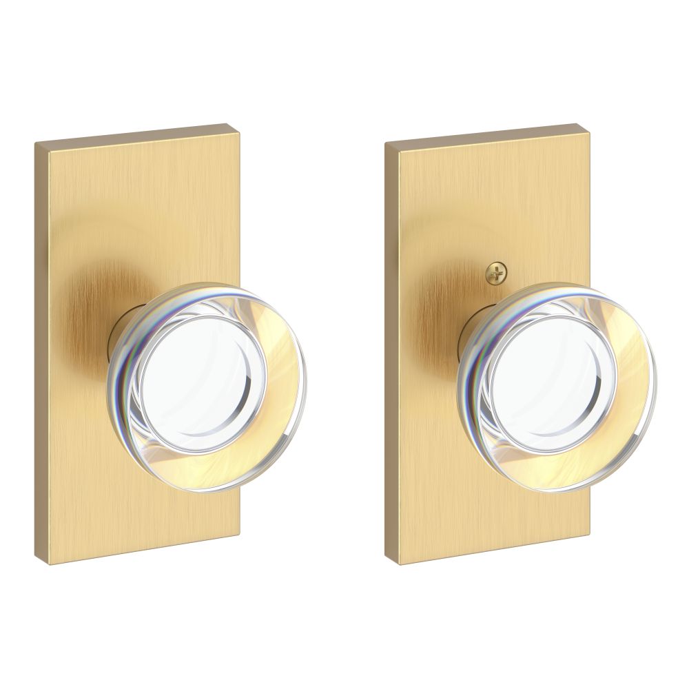 Baldwin Reserve FDCCYCFR044 Full Dummy Contemporary Crystal Knob and Contemporary 5" Rose Lifetime Satin Brass Finish