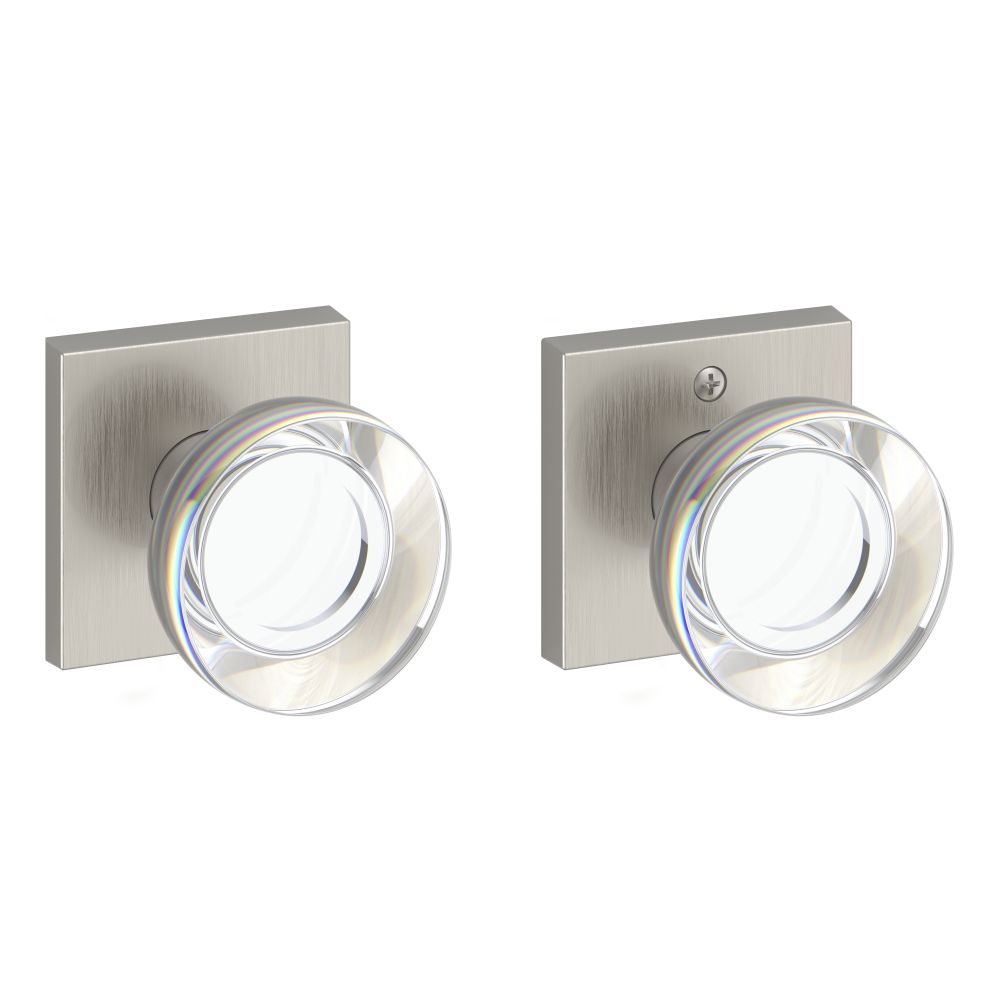 Baldwin Reserve FDCCYCSR150 Full Dummy Contemporary Crystal Knob and Contemporary Square Rose Satin Nickel Finish
