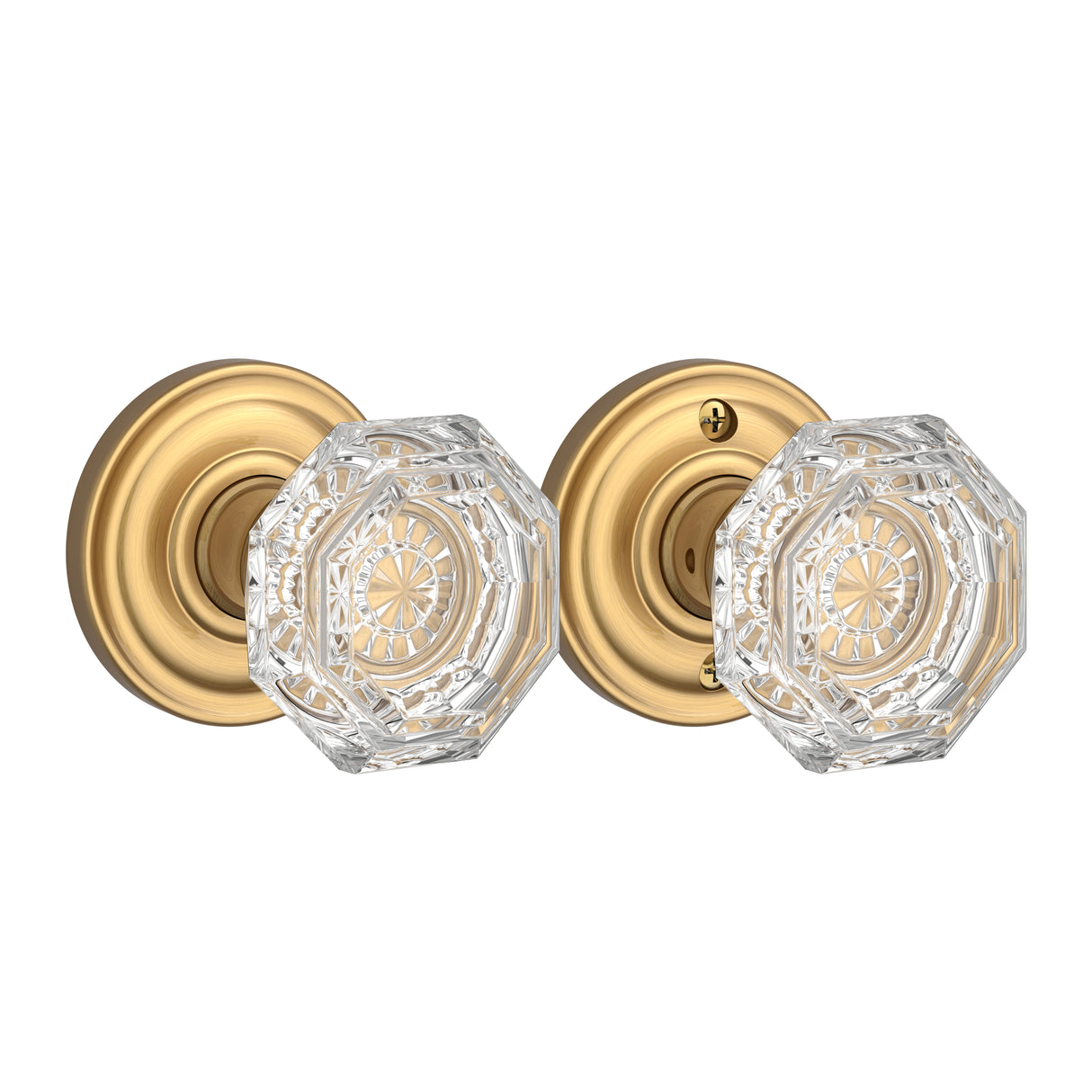 Baldwin Reserve FDCRYTRR044 Full Dummy Crystal Knob and Traditional Round Rose Lifetime Satin Brass Finish