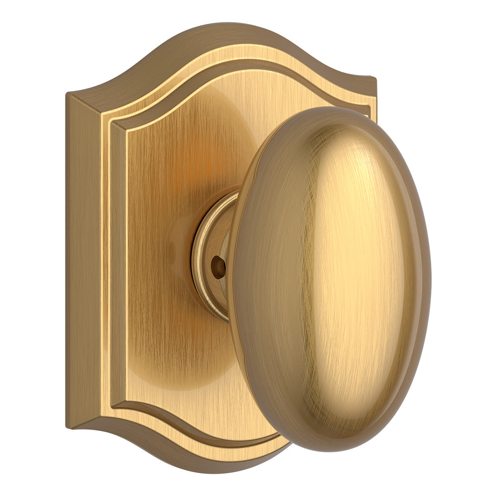 Baldwin Reserve FDELLTAR044 Full Dummy Ellipse Knob and Traditional Arch Rose Lifetime Satin Brass Finish