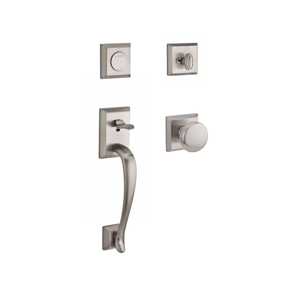 Baldwin Reserve FDNAPXROUTSR150 Full Dummy Napa Handleset Round Knob and Traditional Square Rose Satin Nickel Finish