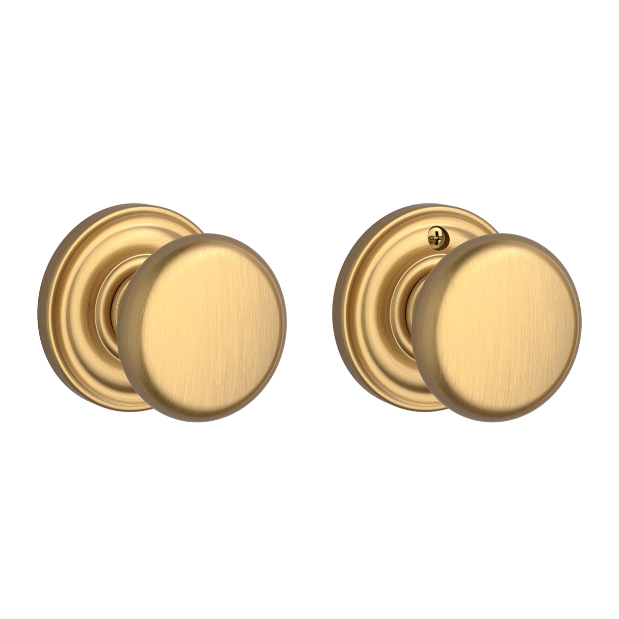 Baldwin Reserve FDROUTRR044 Full Dummy Round Knob and Traditional Round Rose Lifetime Satin Brass Finish