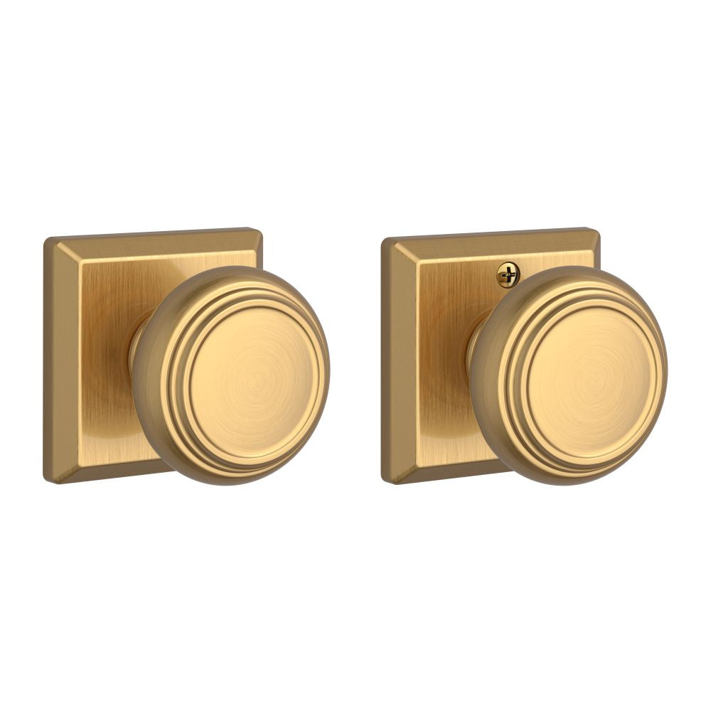 Baldwin Reserve FDTRATSR044 Full Dummy Traditional Knob and Traditional Square Rose Lifetime Satin Brass Finish