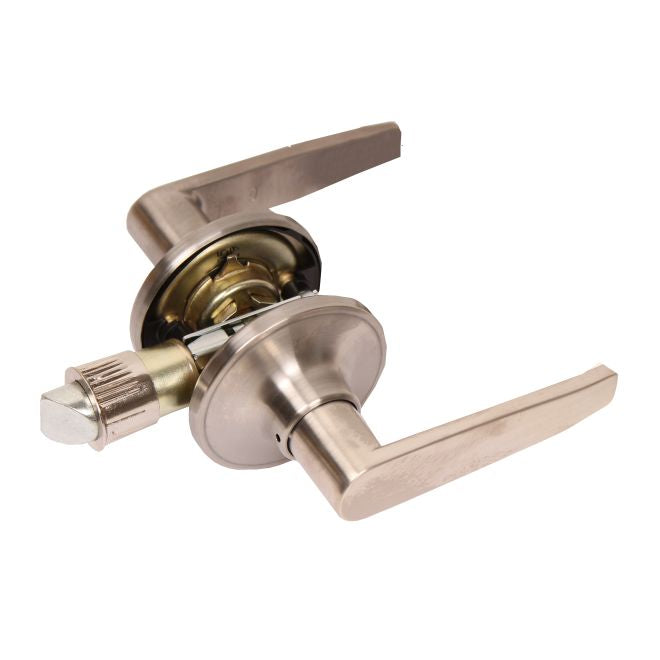 Pamex FLG603 Olympic Lever with Round Rose Passage Lockset Grade 3 Satin Nickel Finish