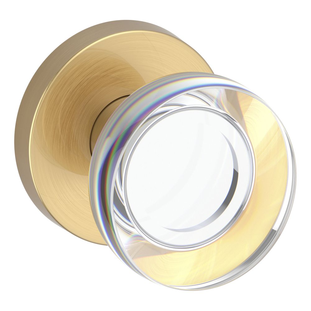 Baldwin Reserve HDCCYCRR044 Half Dummy Contemporary Crystal Knob and Contemporary Round Rose Lifetime Satin Brass Finish