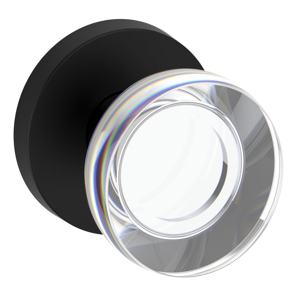 Baldwin Reserve HDCCYCRR190 Half Dummy Contemporary Crystal Knob and Contemporary Round Rose Satin Black Finish
