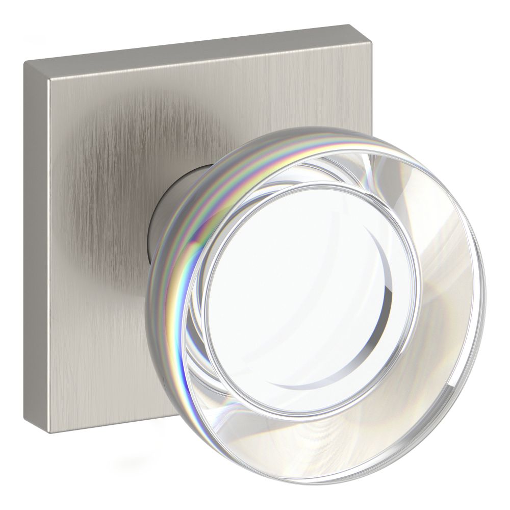 Baldwin Reserve HDCCYCSR150 Half Dummy Contemporary Crystal Knob and Contemporary Square Rose Satin Nickel Finish