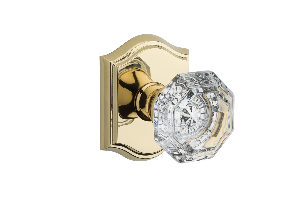Baldwin Reserve HDCRYTAR003 Half Dummy Crystal Knob and Traditional Arch Rose Lifetime Brass Finish