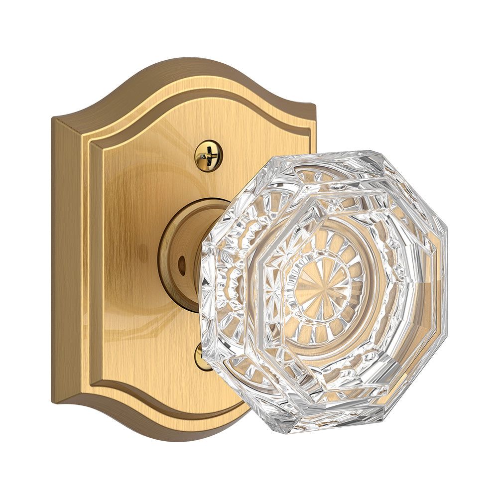 Baldwin Reserve HDCRYTAR044 Half Dummy Crystal Knob and Traditional Arch Rose Lifetime Satin Brass Finish
