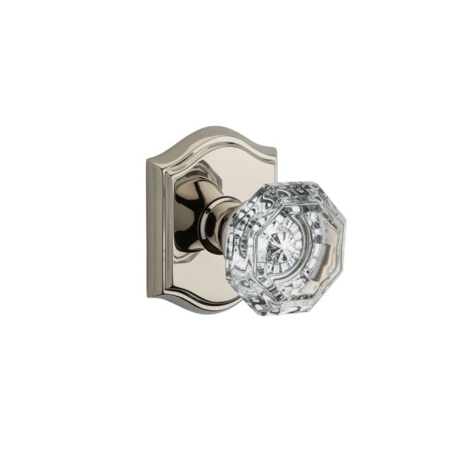 Baldwin Reserve HDCRYTAR055 Half Dummy Crystal Knob and Traditional Arch Rose Lifetime Bright Nickel Finish