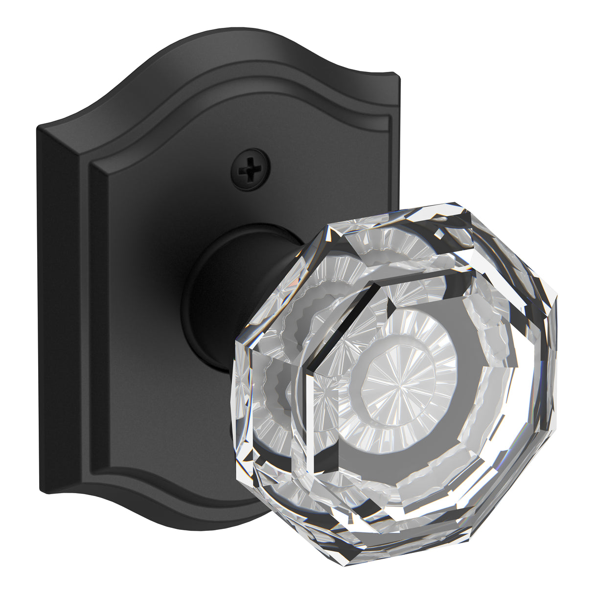 Baldwin Reserve HDCRYTAR190 Half Dummy Crystal Knob and Traditional Arch Rose Satin Black Finish