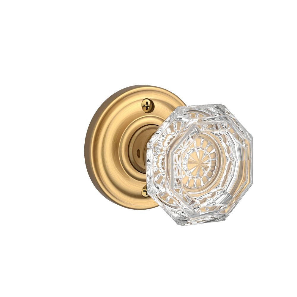 Baldwin Reserve HDCRYTRR044 Half Dummy Crystal Knob and Traditional Round Rose Lifetime Satin Brass Finish